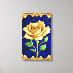 Elegant Stained Glass Window With Golden Rose Canvas Print