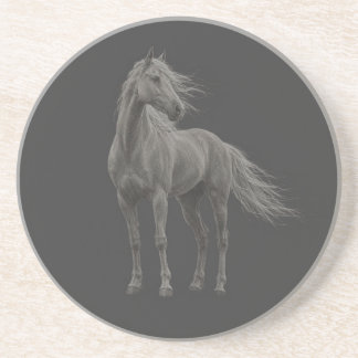 Elegant Standing Palomino Horse Chalk Art Stone Coaster