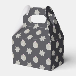 Elegant Star and Christmas Bauble Silver and Black Favour Box
