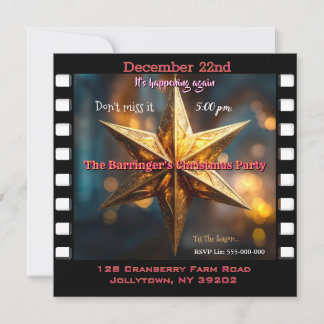 Elegant Star Christmas Party Invitation