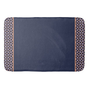 Elegant Star Flower Navy Bath Mat