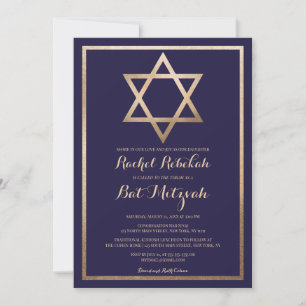 Elegant Star of David: Modern Bat Mitzvah Invitation