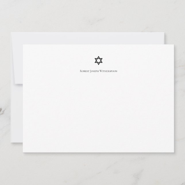 Elegant Star of David Personalised Note Card (Front)