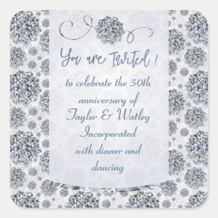 Elegant star shaped diamond pattern Greeting Card Square Sticker