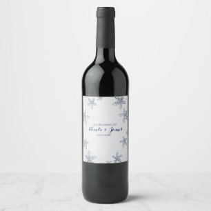 Elegant Starfish & Sequins Blue Beach Wine Labels