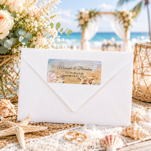 Elegant Starfish Shells Beach Wedding Address Label