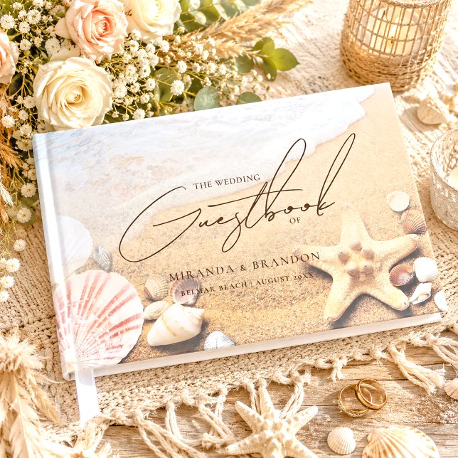 Elegant Starfish Shells Tropical Beach Wedding Guest Book (Creator Uploaded)