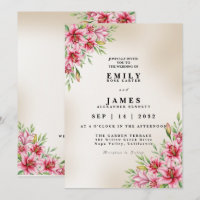 Elegant Stargazer Lily Wedding Invitation