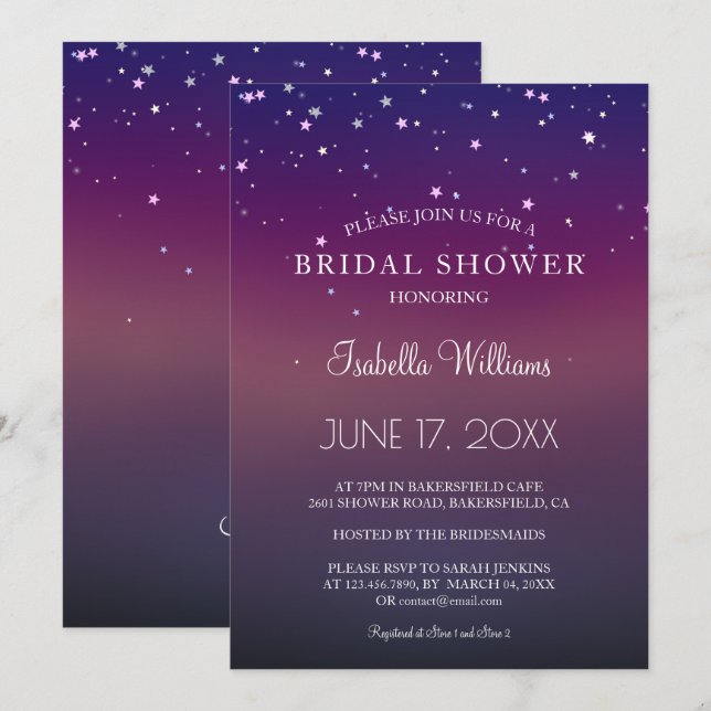 Elegant Starlight Glimmer Bridal Shower Invitation (Front/Back)