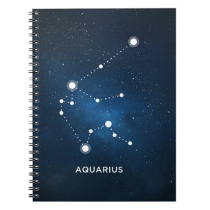 ELEGANT STARRY BLUE WATERCOLOR UNIVERSE - AQUARIUS SPIRAL NOTEBOOK