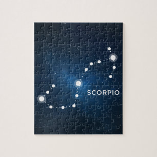 ELEGANT STARRY BLUE WATERCOLOR UNIVERSE - SCORPIO JIGSAW PUZZLE