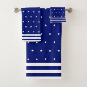 Elegant Starry Blue & White Bath Towel Set