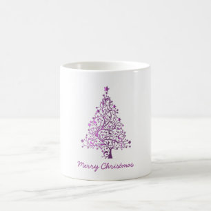 Elegant Starry Decorative Pink Christmas Tree Coffee Mug