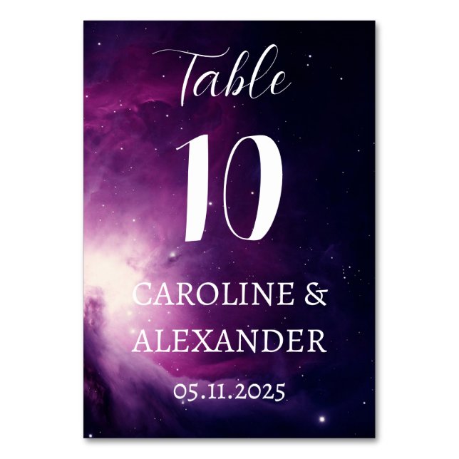 Elegant Starry Night Constellation Galaxy Modern T Table Number (Front)