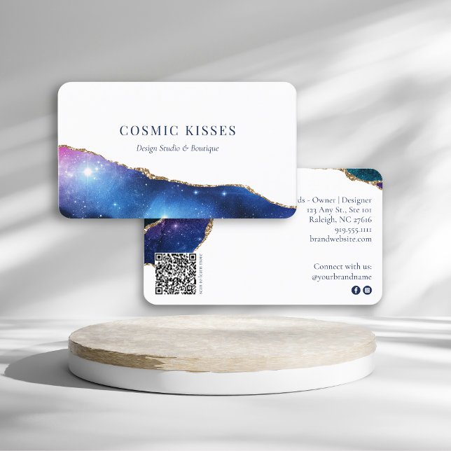 Elegant Starry Night Sky Business Logo QR Code  Business Card (Creator Uploaded)