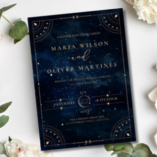 Elegant Starry night Wedding Celestial Wedding Invitation