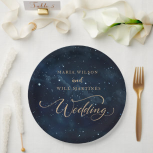 Elegant Starry night Wedding Celestial Wedding  Paper Plate