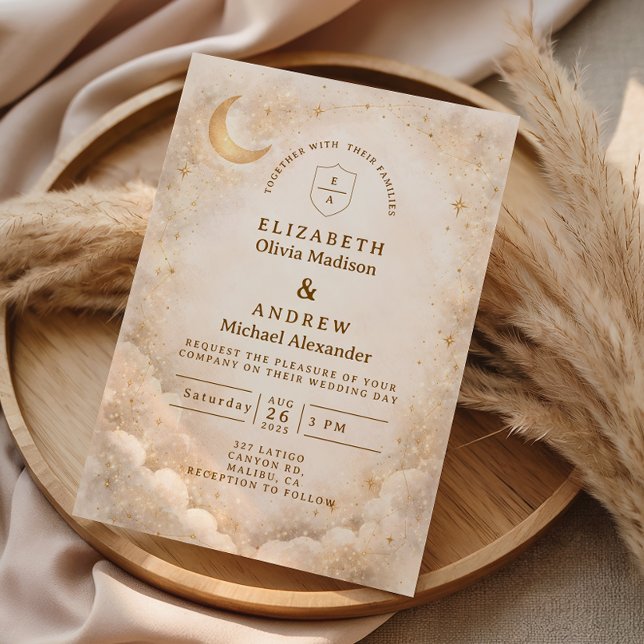 Elegant Starry Night Wedding Invitation (Creator Uploaded)