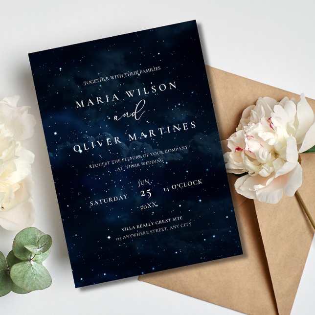 Elegant Starry night Wedding invitation Modern  (Creator Uploaded)