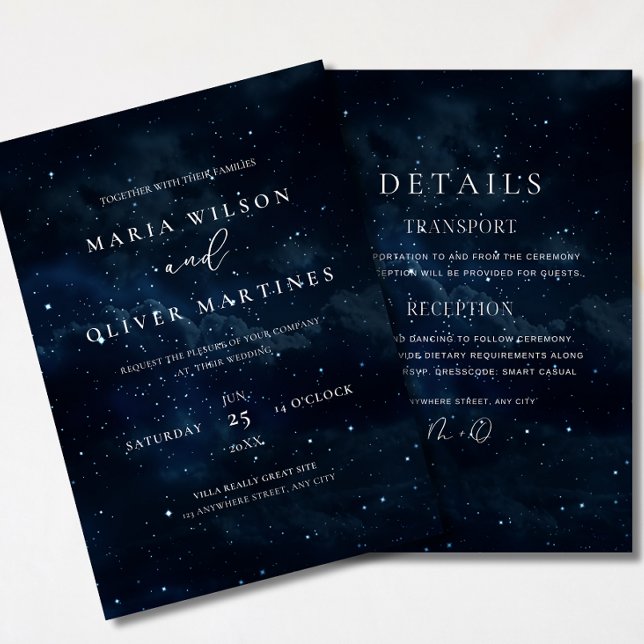 Elegant Starry night Wedding invitation Modern  (Creator Uploaded)