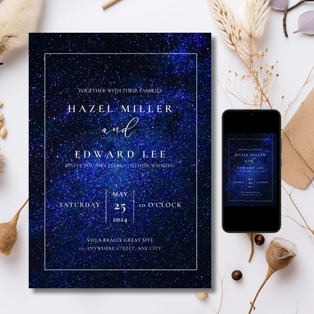 Elegant Starry night Wedding invitation Modern  (Creator Uploaded)