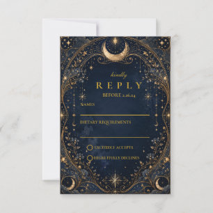 Elegant Starry Nights Celestial Wedding RSVP Card