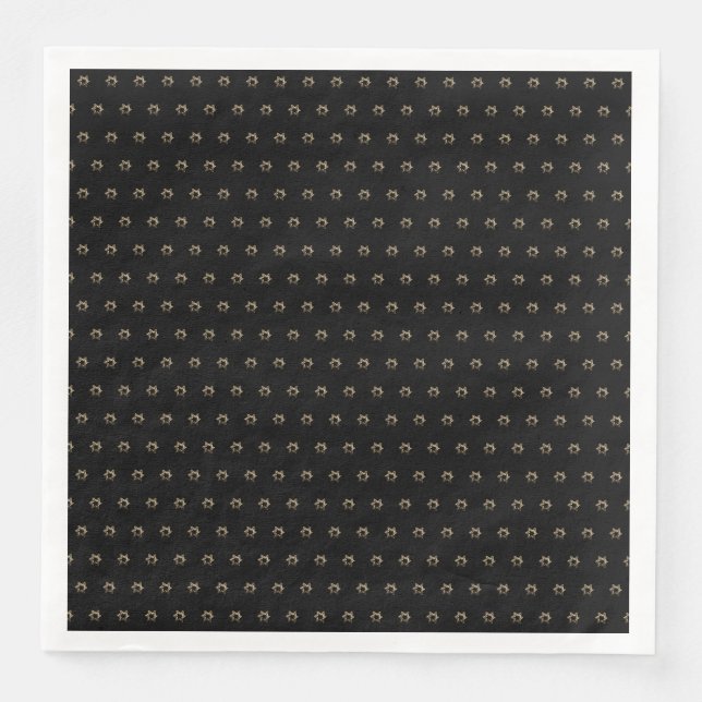 Elegant Starry Pattern Modern Black and Gold Napkin (Front)
