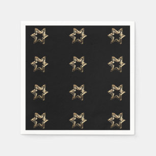 Elegant Starry Pattern Modern Black and Gold Napkin