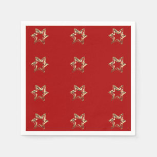 Elegant Starry Pattern Modern Red and Gold Napkin