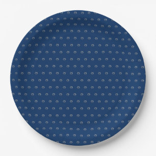 Elegant Starry Pattern Silver Grey Stars Blue Paper Plate
