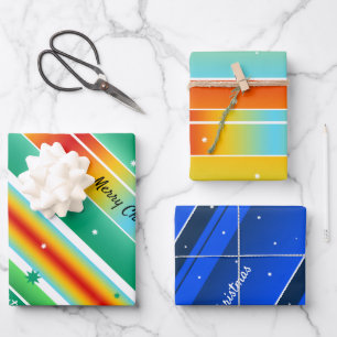 Elegant Stars and Stripes Colourful Christmas  Wra Wrapping Paper Sheet