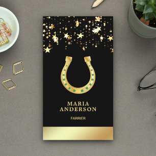 Elegant Stars Confetti Faux Gold Foil Horseshoe Business Card