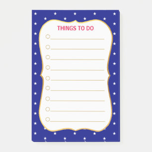 Elegant Stars on Blue Things To Do Post-it Notes