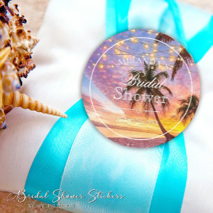 Elegant Stars on Sunset Summer Beach Bridal Shower Classic Round Sticker