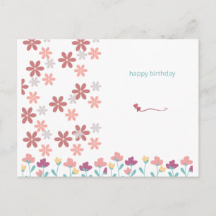 Elegant stationery with cherry blossoms and hearts postcard
