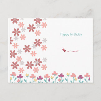 Elegant stationery with cherry blossoms and hearts postcard