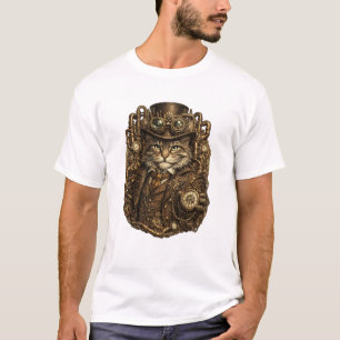 Elegant Steampunk Cat Victorian Mechanical T-Shirt