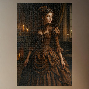 Elegant Steampunk Victorian Lady in Brown Jigsaw Puzzle