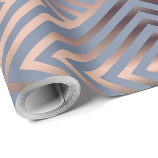 Elegant steel blue and sand colour modern chevron wrapping paper (Roll Corner)