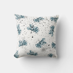 Elegant steel blue Floral design Cushion