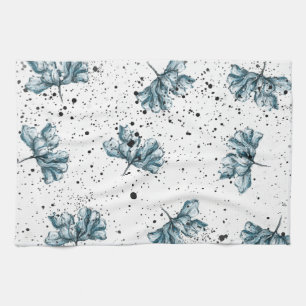 Elegant steel blue Floral Tea Towel