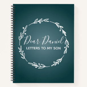 Elegant Steel Blue Letters to my Son design Notebook