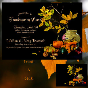 Elegant Still Life Autumn Leaves Orange Invitation
