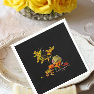 Elegant Still Life Thanksgiving Black Orange Napkin