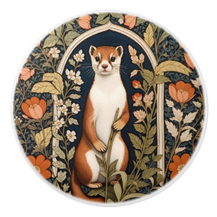 Elegant Stoat William Morris Inspired Floral Ceramic Knob