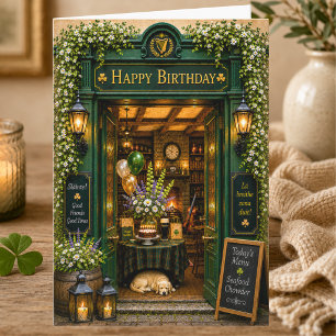 Elegant Storybook Summer Irish Pub Happy Birthday Card