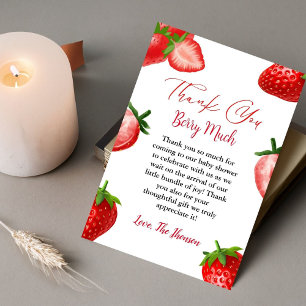 Elegant Strawberry baby shower thank you card