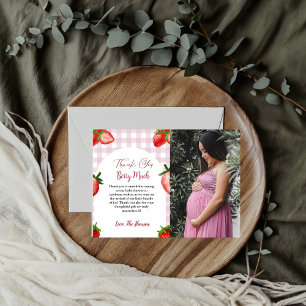 Elegant Strawberry baby shower thank you card