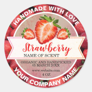 Elegant Strawberry Jam   Classic Round Sticker