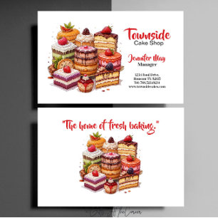 Elegant Strawberry Orange Black Berry Cake Bakery Business Card